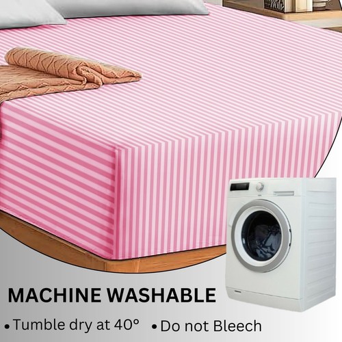 Extra Deep 25 cm Fitted Sheet Stripe Bed Sheets Single Double Super King Size - Picture 77 of 99