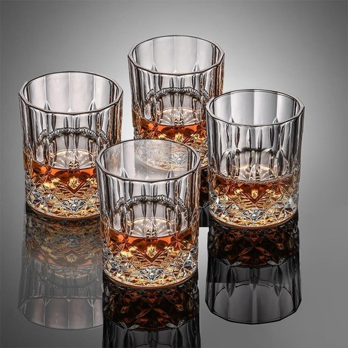 Whiskey Glasses Set of 4 - 7.7OZ Old Fashioned Crystal Tumbler Bourbon Scotch .. - Picture 12 of 12