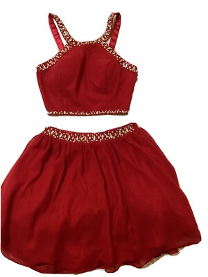 Bee Darlin Two-piece Formal Red Dress with Embellishments Size 9/10 | eBay