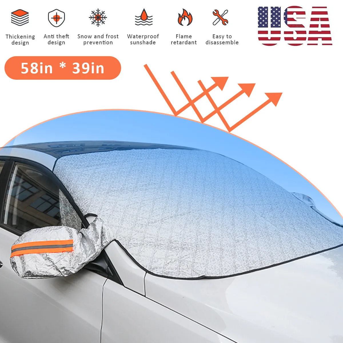 Magnetic Car Windshield Cover 4 Layers Snow Frost Ice Dust Sun Winter  Protector