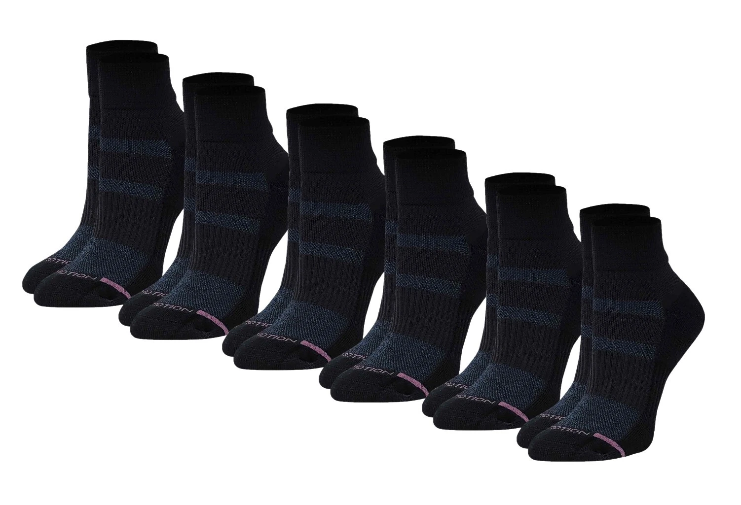 Dr. Motion 6 Pairs Women Quarter Half-Cushion Compression Crew Socks