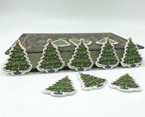 40pcs Christmas tree Wooded Buttons Sewing Scrapbooking Fit Christmas 36mm - Picture 4 of 4