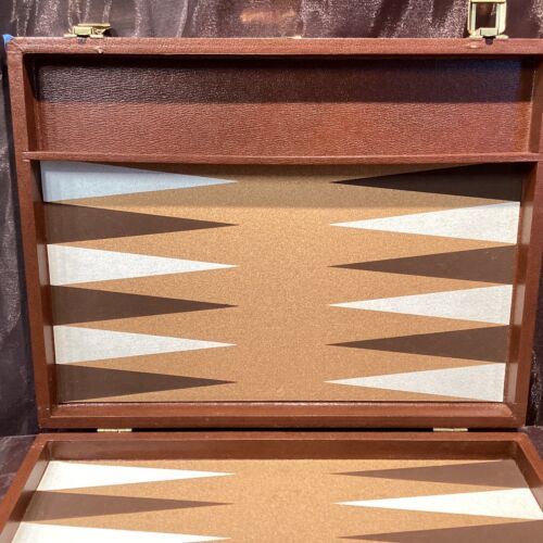 VTG Cardinal Backgammon Set With 1 3/8" Brown and Cream Checkers VGC!! Large!! - Picture 3 of 12
