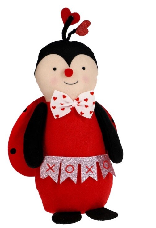 Decorative Valentine's Day Stuffed Fabric Character, 10 in Lady Bug. XOXO