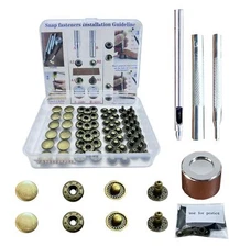 12.5MM Leather snap Fasteners kit，25 Sets Brass Metal Button Snaps for Clothe...