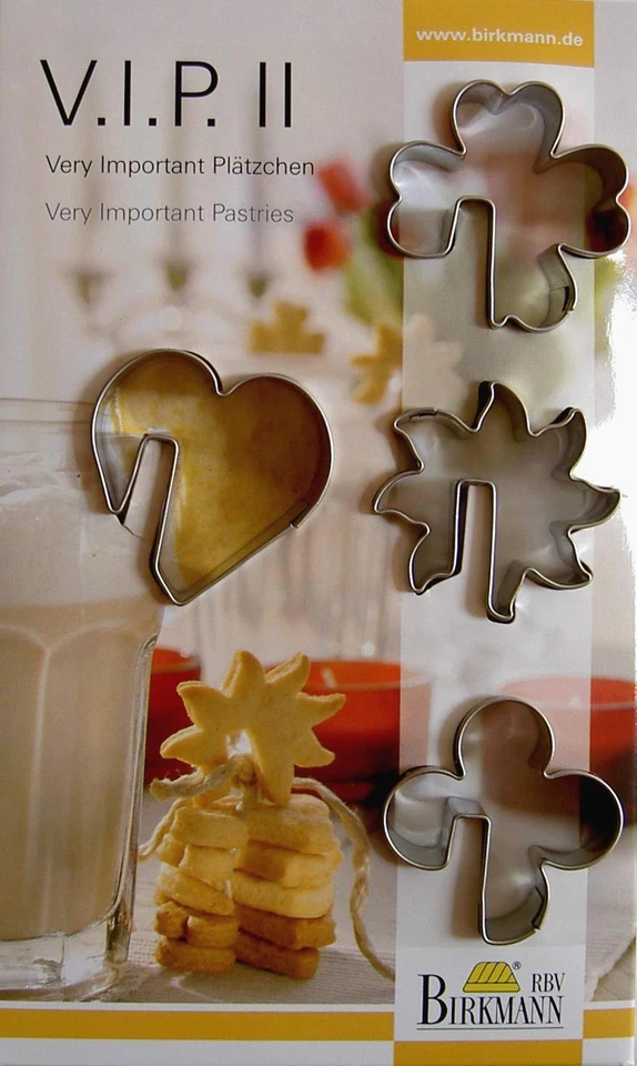 Ausstecher/Ausstechform "TASSENKEKSE VIP II" - V.I.P. (Blume, Herz, Klee, Sonne)