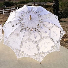 30"  Vintage Wedding Lace Linen Parasol Umbrella Bridal Shower Party Decoration