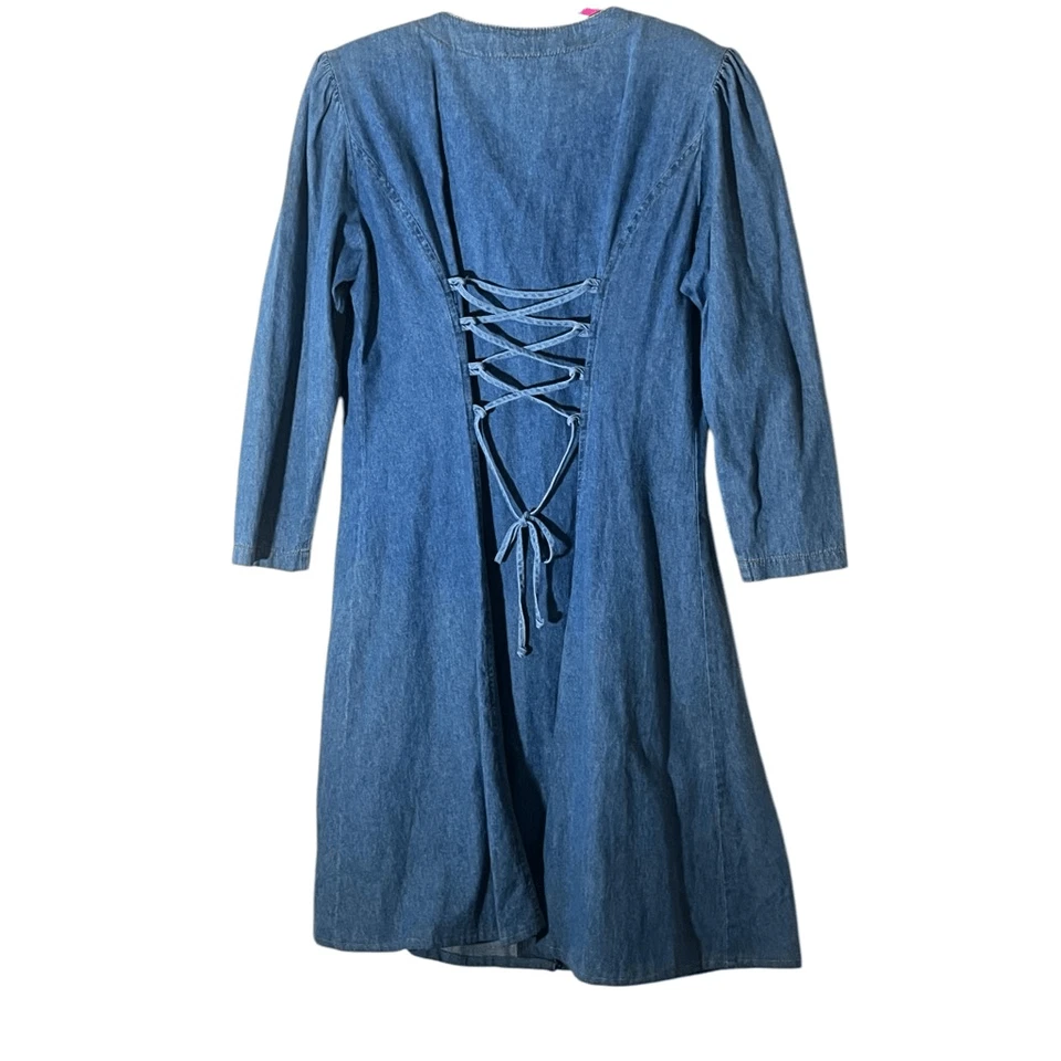 Corbata corsé Fredricks of Hollywood 100 % algodón vintage años 80-90 denim manga 3/4 Foto 2 de 4