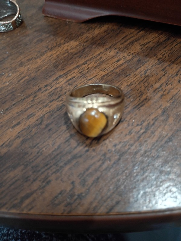 Mens Ring Size 9 Electroplated Tigereye