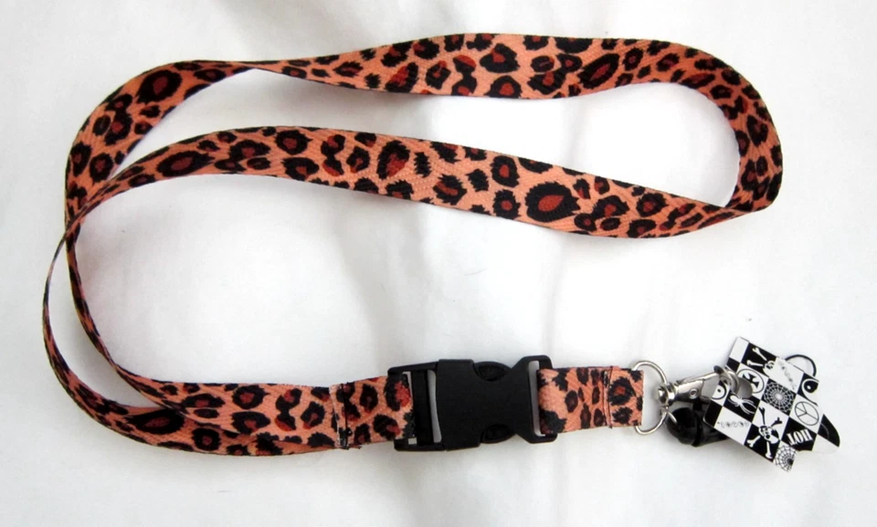 Two Different Brown Leopard Animal Print Design 15" lanyards Combo-New With Tags - Image 2 of 3