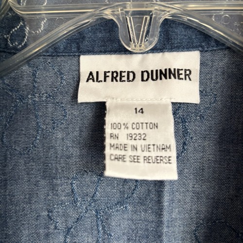 Alfred Dunner Gr. 14 Knopf Kurzarm bestickt Schmetterling Denim Top - Bild 4 von 10