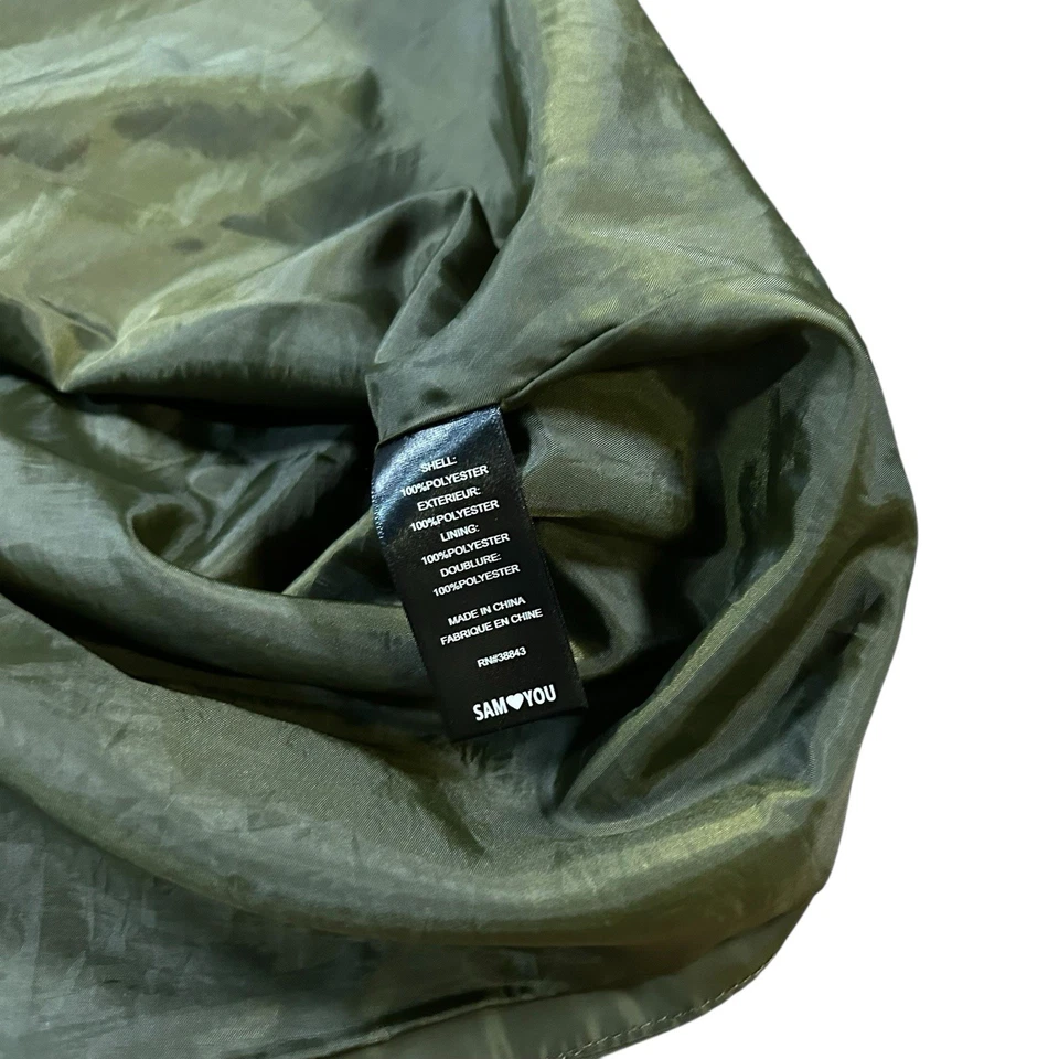 Sam Edelman Women's Size L Army Green Windbreaker Jacket Hooded Pockets - Image 4 of 4