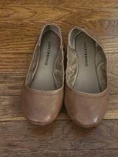 NEW Flats 8.5, Lucky Brand Cognac Leather Ballet Flats, Size 39 8.5