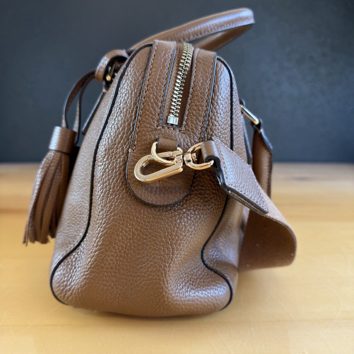 Tory Burch Thea Mini Web Satchel Brown/Moose Leather With Extra