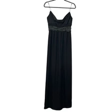 Nicole Miller Collection 100% Silk Maxi Gown Black Evening Formal Dress 6 USA