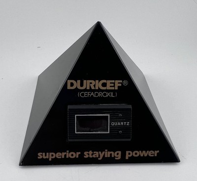 Vintage Duricef Cefadroxil Pharmaceutical Drug Rep Promo Desk Pyramid Clock