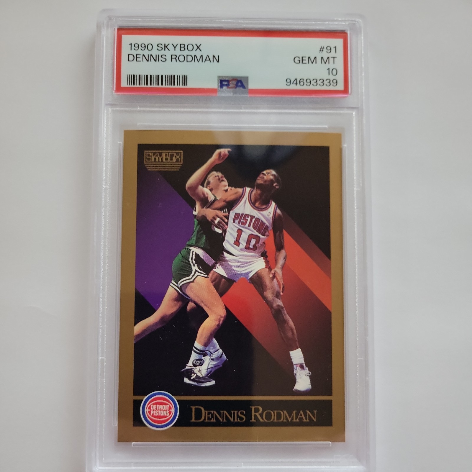 PSA 10 Dennis Rodman 1990 Skybox #91 Dennis Rodman PSA 10 Larry Bird