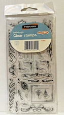 Fiskars Clear Stamps-- SWIRLY Q'S--31 stamps--flourishes, squiggles--New