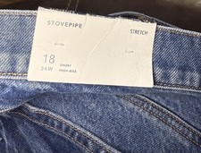 American Eagle NWT High Rise Stovepipe Cuffed Jeans 18 Short Stretch