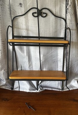 Longaberger Wrought Iron Envelope Wall Rack 2 Wood Shelf 20” Tall