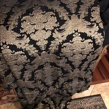 CROSCILL Chenille Black And Gold Pole Top Curtain Pair 2 Panels 43x84 Rare