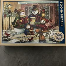COBBLE HILL Snowman "Song for the Season" 500 Piece Jigsaw Puzzle COMPLETE 