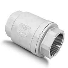 1-1/2 Inch NPT Stainless Steel Spring Check Valve WOG1000 Vertical In-Line