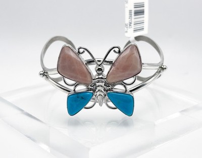 Jay King Sterlingsilber rosa Opal und Türkis Schmetterling Manschette Armband-Neu mit Etikett