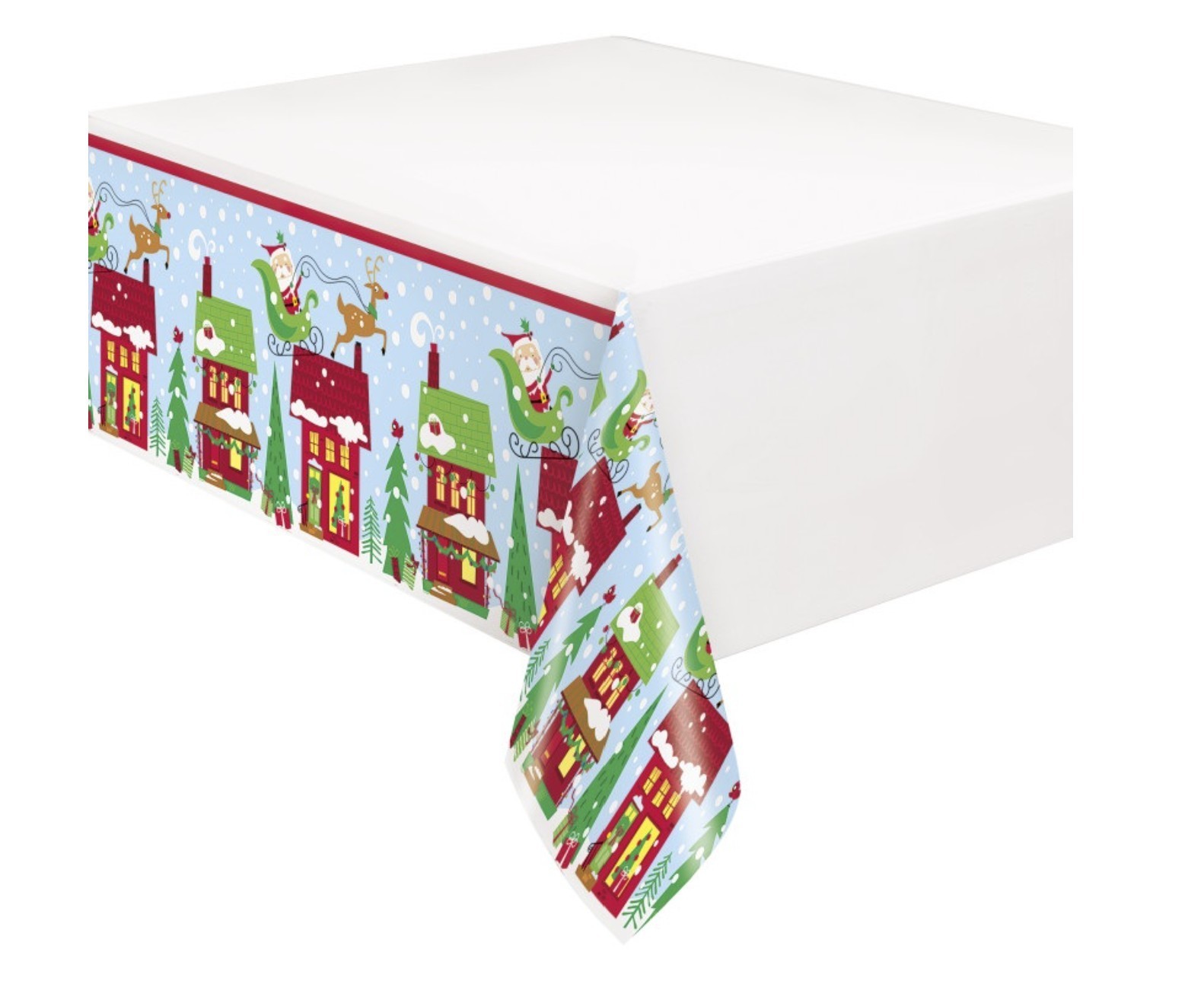 Christmas Santa Rectangular Plastic Table Cover  54"" x 84"" Party Tablecloth