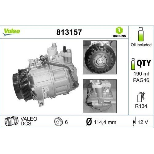 Compresseur climatisation Valeo 813157 Origins pour climatisation voiture en panne