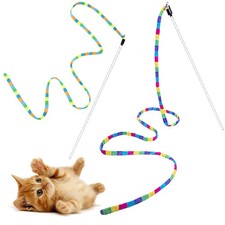 Interactive Rainbow Cat Toy Wand for Active Cats - Engaging Pet Playtime