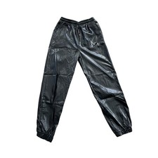 Shein Black Faux Leather Joggers Women's Size S Elastic Waist Drawstring Pants