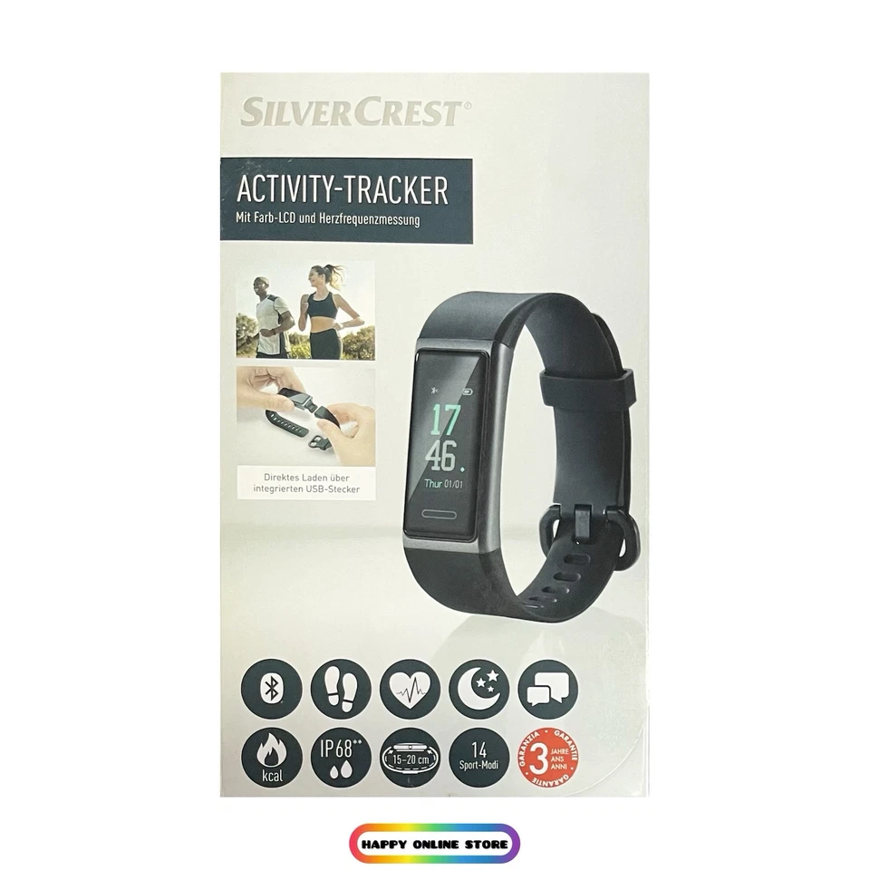 SILVERCREST® Activity Tracker Farb LCD und Herzfrequenzmessung 14 Modi Neu Ovp