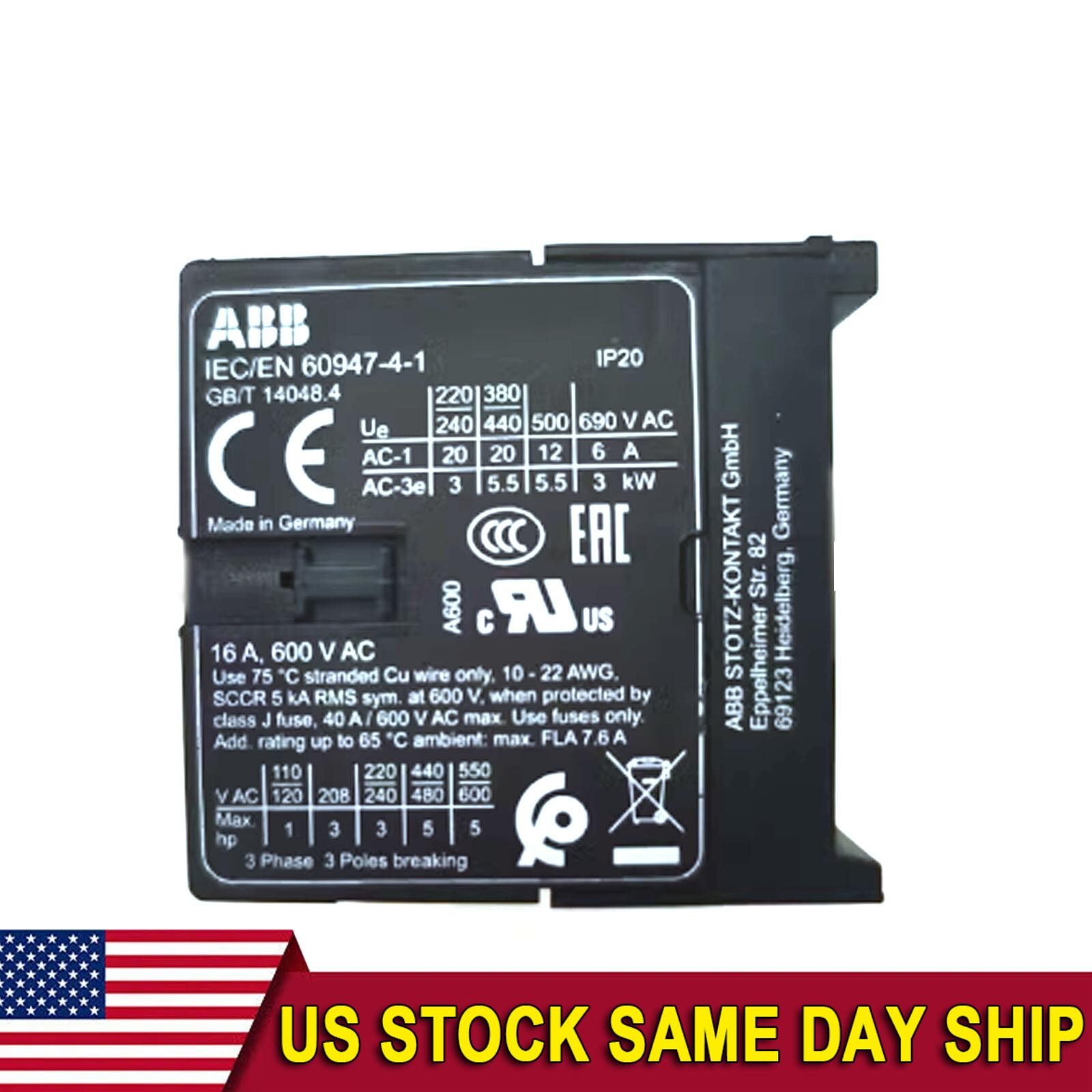 ABB IEC/EN60947-4-1 Contactor New In Box US Free TAX
