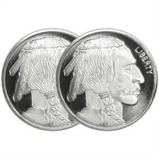 Lot of 2 - 1 Troy oz Buffalo .999 Fine Silver Round