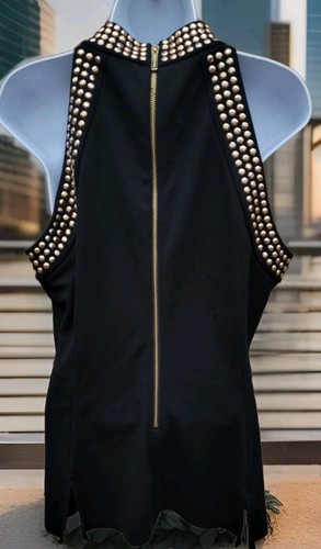 Michael Kors smanicato full back zip nero con paillettes oro elasticizzato Lg. Top per feste - Foto 3 di 11