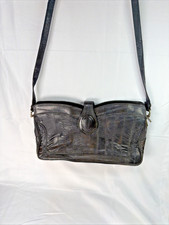 Vintage Sunco 80s Women's Black Genuine Eel Skin handbag W/ Strap Made in Korea