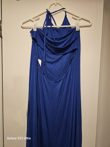 New Maxi Blue Halter Dress Size XL Felicity & Coco - Picture 3 of 3