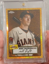 Topps 2021 Chrome Platinum Mike Yastrzemski #329 Orange & Yellow 70th Refractor…