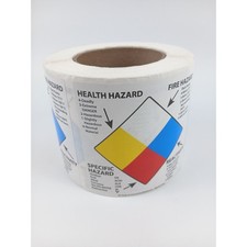 InStockLabels Right to Know Hazard Labels 4x4 Multi 500ct Roll NFPA Diamond USA