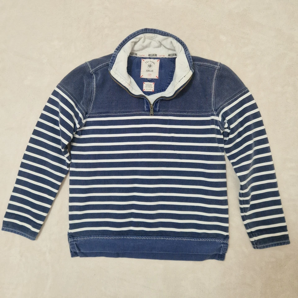 Fat Face Airlie Sweater Hombres S Azul Medianoche Raya 1/4 Cremallera Parche ... - Imagen 3 de 4