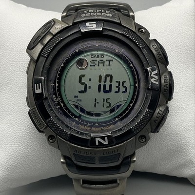 Casio Pathfinder PAW-1500T Mens Watch 49mm Titanium Solar Day Date 7.25''
