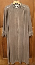 Christian Dior Vintage Green Velour Robe With White Piping Front Zip Medium M
