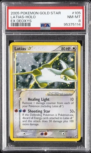 2005 POKEMON EX DEOXYS GOLD STAR #105 LATIAS-HOLO PSA 8