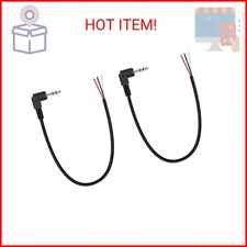 Fancasee 2-Pack 3.5mm 1/8" to Speaker Wire TRS Stereo Right Angle Male Plug to B
