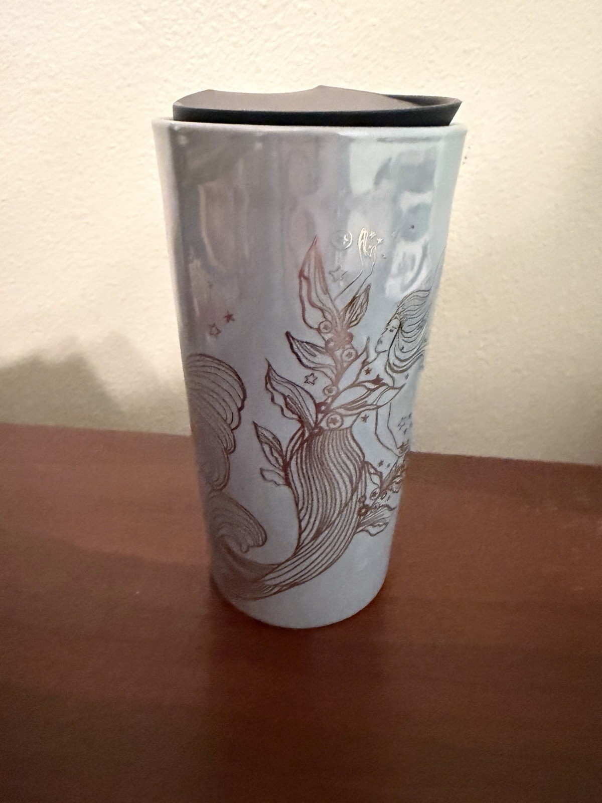 Starbucks Icicle Blue Silver Mermaid Ceramic Travel Tumbler 12 oz. 2023