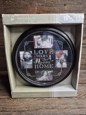 FirsTime & Co Home Frame Wall Clock 4 Photos Love Builds A Happy Home 10” 
