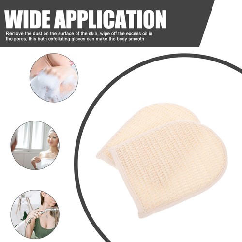 2 Pcs Cotton and Linen Shower Gloves Scrubber for Body Bath Exfoliating - Picture 9 of 12