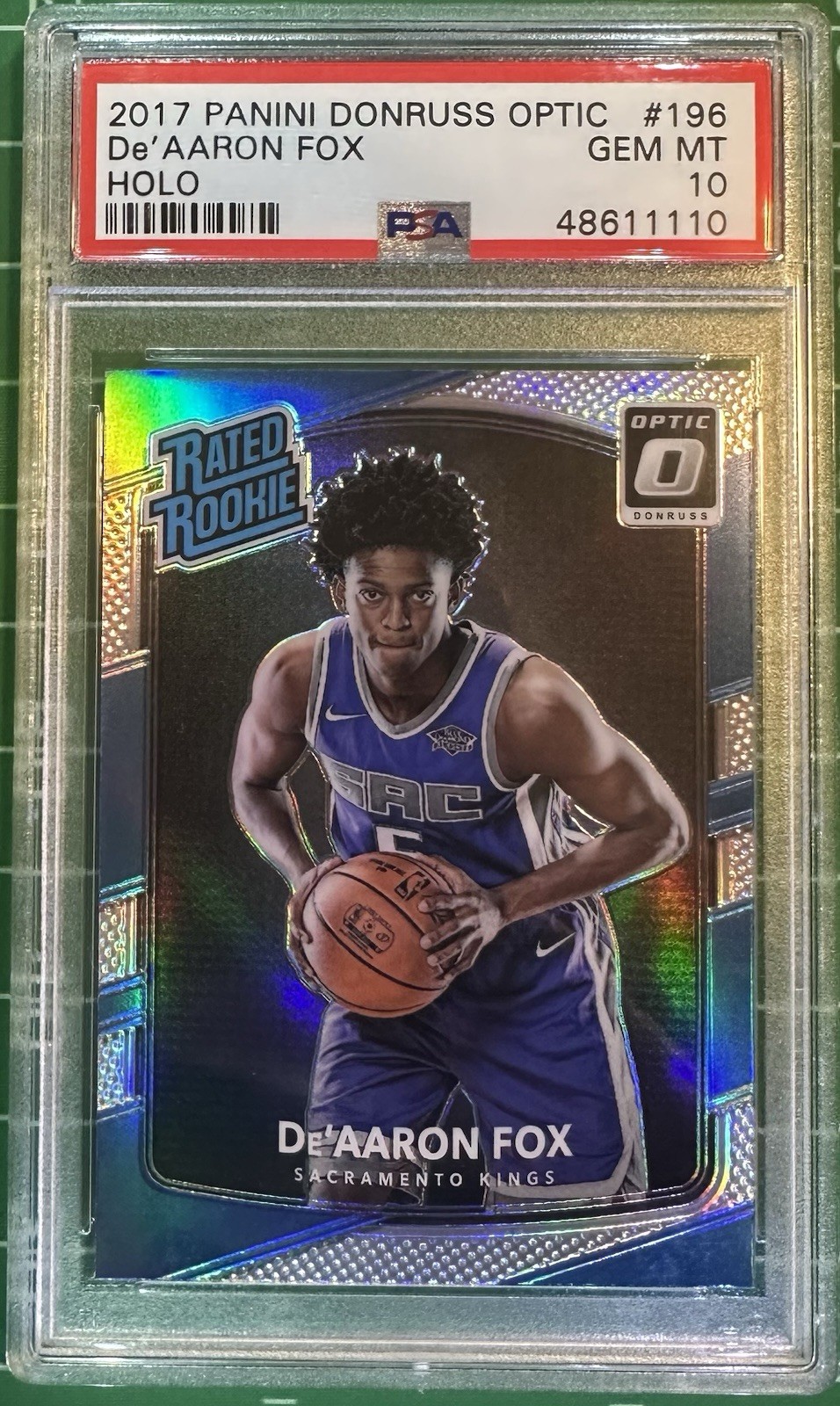 2017 Donruss Optic - De’Aaron Fox #196 Rated Rookie Holo (RC) PSA 10