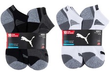 CLEARANCE  PUMA Mens Low Cut No Show Sock Mesh Ventilation Arch Support 10-pair